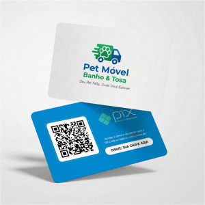 Pague com Pix Placa Personalizada Pet Móvel Banho & Tosa, Plaquinha Pix QR Code em Formato Cartão