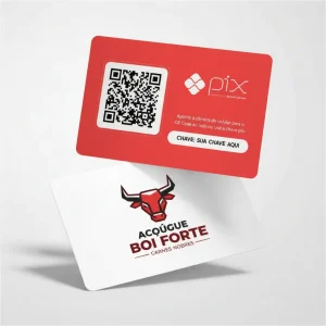 Placa Pix Personalizada Açougue Boi Forte, Plaquinha QR Code Pix em Formato de Cartão