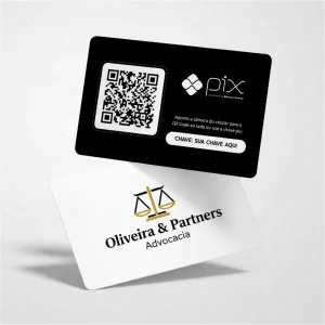Placa Pix Personalizada Advocacia Oliveira & Partners, Plaquinha QR Code Pix em Formato de Cartão