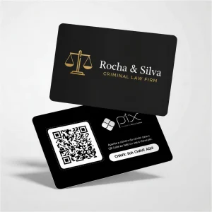 Placa Pix Personalizada Advogado Criminalista Rocha & Silva, Plaquinha QR Code Pix em Formato de Cartão