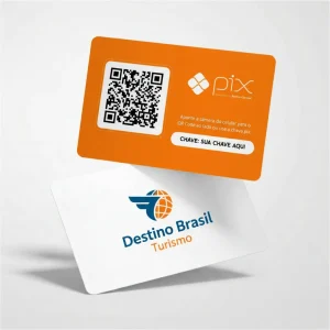Placa Pix Personalizada Agência de Turismo Destino Brasil, Plaquinha QR Code Pix em Formato de Cartão