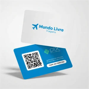 Placa Pix Personalizada Agência de Viagens Mundo Livre, Plaquinha QR Code Pix em Formato de Cartão