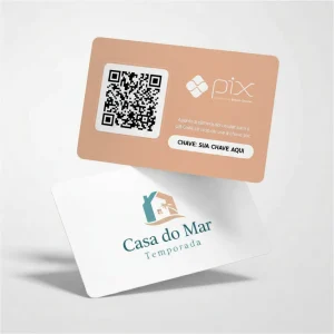Placa Pix Personalizada Aluguel de Temporada Casa do Mar, Plaquinha QR Code Pix em Formato de Cartão