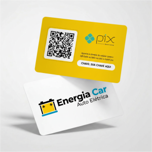 Placa Pix Personalizada Auto Elétrica Energia Car, Plaquinha QR Code Pix em Formato de Cartão