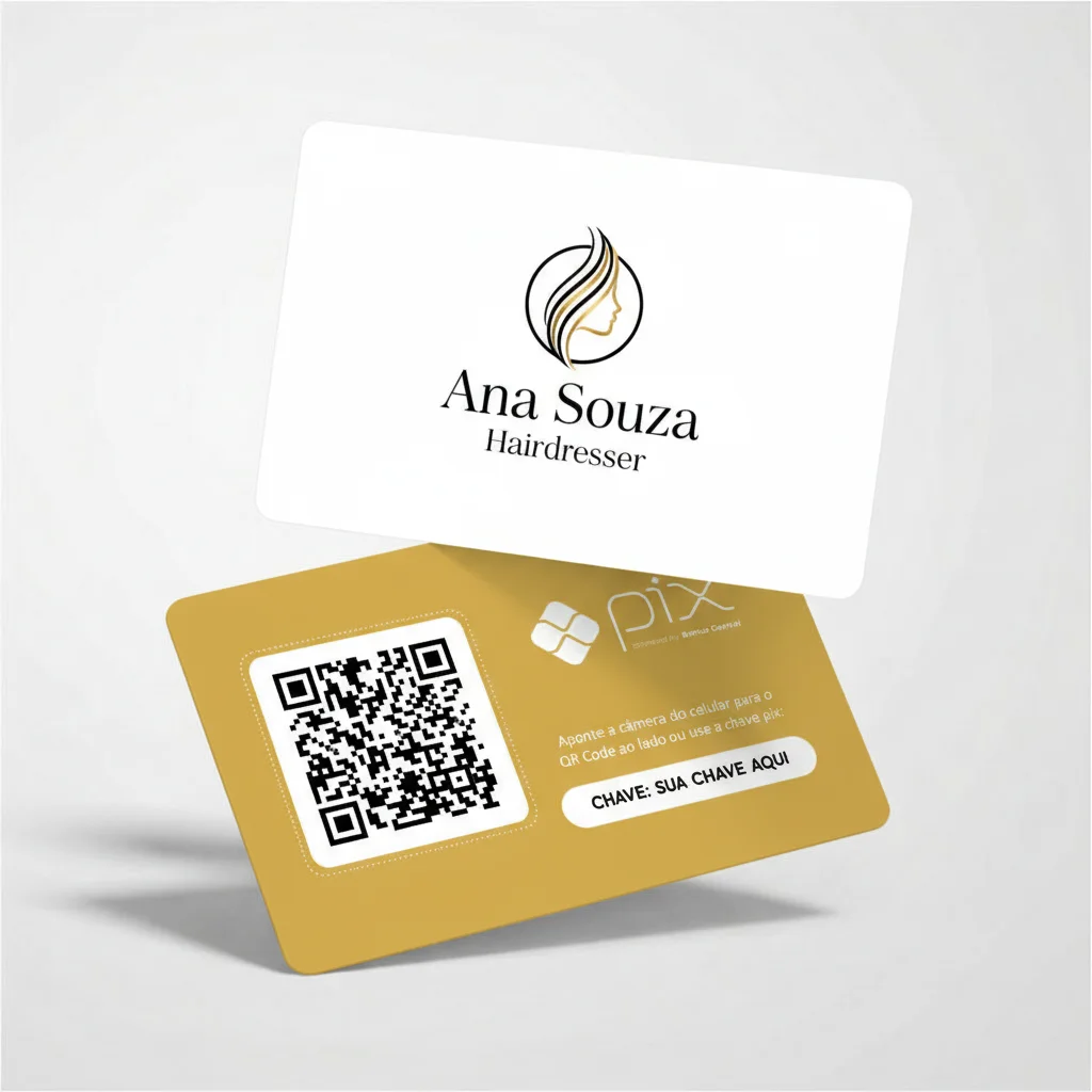 Placa Pix Personalizada Cabeleireira Ana Souza, Plaquinha de QR Code em Formato de Cartão