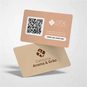 Placa Pix Personalizada Cafeteria Aroma & Grão, Plaquinha de Pix em Formato de Cartão