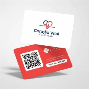 Placa Pix Personalizada Clínica Cardiológica Coração Vital, Plaquinha QR Code Pix em Formato de Cartão