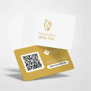 Placa Pix Personalizada Clínica Estética Bella Vita, Plaquinha QR Code Pix em Formato de Cartão