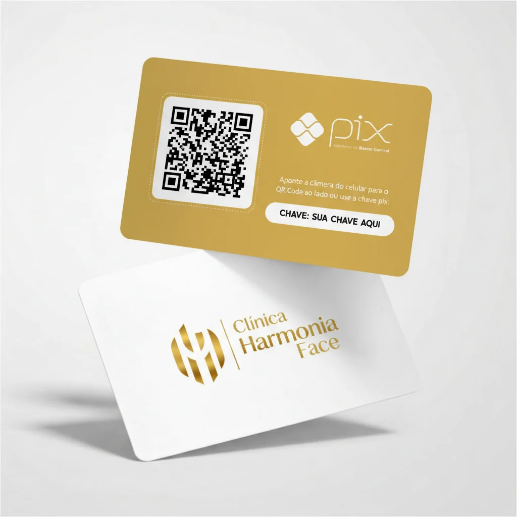 Placa Pix Personalizada Clínica Harmonia Face, Plaquinha Pix QR Code em Formato de Cartão