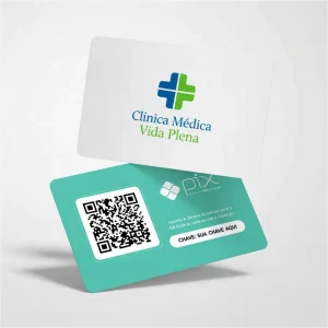 Placa Pix Personalizada Clínica Médica Vida Plena, Plaquinha QR Code Pix em Formato de Cartão
