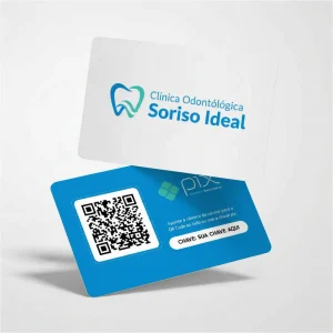 Placa Pix Personalizada Clínica Odontológica Sorriso Ideal, Plaquinha QR Code Pix em Formato de Cartão