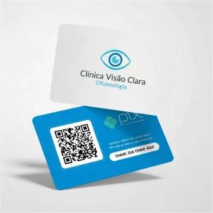 Placa Pix Personalizada Clínica Oftalmológica Visão Clara, Plaquinha QR Code Pix em Formato de Cartão