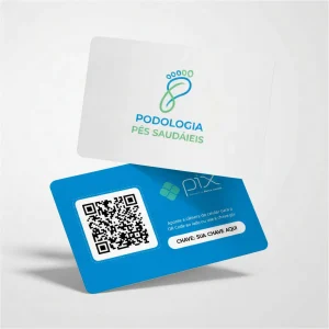 Placa Pix Personalizada Clínica de Podologia Pés Saudáveis, Plaquinha QR Code Pix em Formato de Cartão