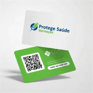Placa Pix Personalizada Clínica de Vacinação Protege Saúde, Plaquinha QR Code Pix em Formato de Cartão