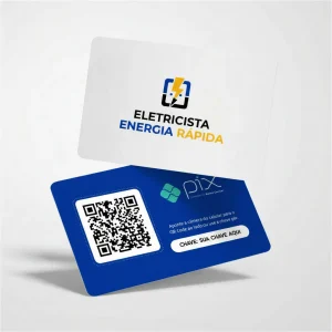 Placa Pix Personalizada Eletricista Energia Rápida, Plaquinha QR Code Pix em Formato de Cartão