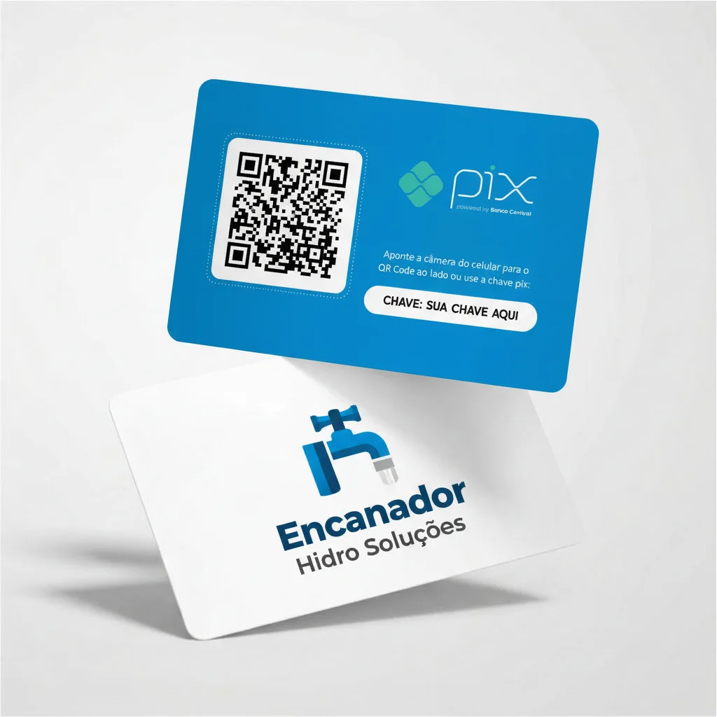 Placa Pix Personalizada Encanador Hidro Soluções, Plaquinha QR Code Pix em Formato de Cartão