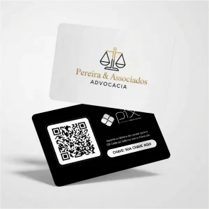 Placa Pix Personalizada Escritório de Advocacia Pereira & Associados, Plaquinha QR Code Pix em Formato de Cartão