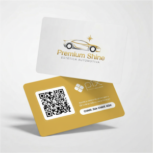 Placa Pix Personalizada Estética Automotiva Premium Shine, Plaquinha QR Code Pix em Formato de Cartão