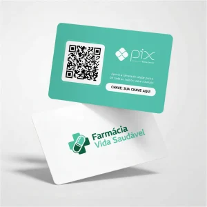 Placa Pix Personalizada Farmácia Vida Saudável, Plaquinha QR Code Pix em Formato de Cartão