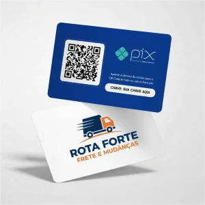 Placa Pix Personalizada Fretes e Mudanças Rota Forte, Plaquinha QR Code Pix em Formato de Cartão
