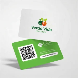 Placa Pix Personalizada Hortifruti Verde Vida, Plaquinha QR Code Pix em Formato de Cartão