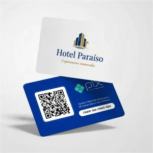 Placa Pix Personalizada Hotel Paraíso, Plaquinha QR Code Pix em Formato de Cartão
