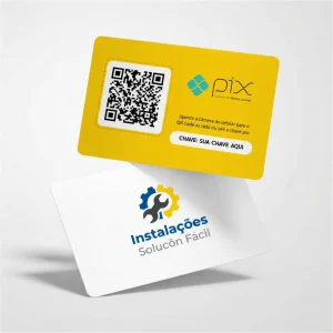 Placa Pix Personalizada Instalações Solução Fácil, Plaquinha QR Code Pix em Formato de Cartão