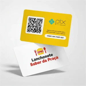 Placa Pix Personalizada Lanchonete Sabor da Praça, Plaquinha QR Code Pix em Formato de Cartão
