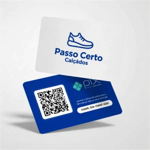 Placa Pix Personalizada Loja de Calçados Passo Certo, Plaquinha QR Code Pix em Formato de Cartão