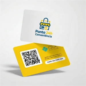 Placa Pix Personalizada Loja de Conveniência Ponto 24h, Plaquinha QR Code Pix em Formato de Cartão