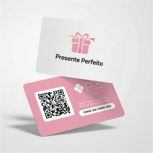 Placa Pix Personalizada Loja de Presentes Presente Perfeito, Plaquinha QR Code Pix em Formato de Cartão