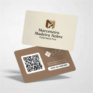Placa Pix Personalizada Marceneiro Madeira Nobre, Plaquinha QR Code Pix em Formato de Cartão