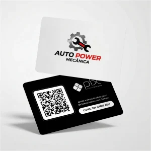 Placa Pix Personalizada Mecânica Auto Power, Plaquinha QR Code Pix em Formato de Cartão