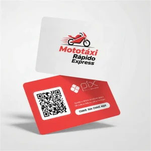 Placa Pix Personalizada Mototáxi Rápido Express, Plaquinha QR Code Pix em Formato de Cartão