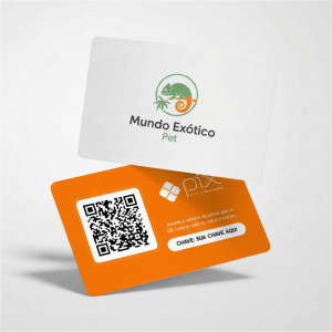 Placa Pix Personalizada Mundo Exótico Pet, Plaquinha de QR Code Pix em Formato de Cartão