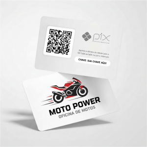 Placa Pix Personalizada Oficina de Motos Moto Power, Plaquinha QR Code Pix em Formato de Cartão