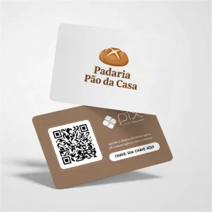 Placa Pix Personalizada Padaria Pão da Casa, Plaquinha QR Code Pix em Formato de Cartão