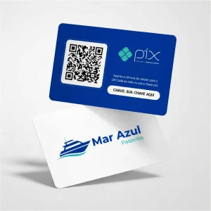 Placa Pix Personalizada Passeios Turísticos Mar Azul, Plaquinha QR Code Pix em Formato de Cartão