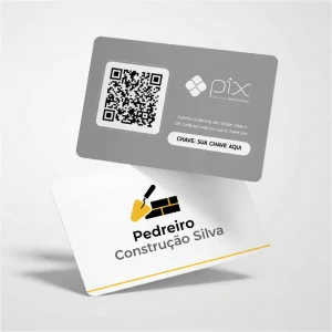 Placa Pix Personalizada Pedreiro Construção Silva, Plaquinha QR Code Pix em Formato de Cartão