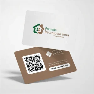 Placa Pix Personalizada Pousada Recanto da Serra, Plaquinha QR Code Pix em Formato de Cartão