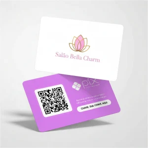 Placa Pix Personalizada Salão Bella Charm, Plaquinha QR Code Pix em Formato de Cartão