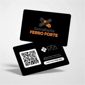 Placa Pix Personalizada Serralheria Ferro Forte, Plaquinha QR Code Pix em Formato de Cartão