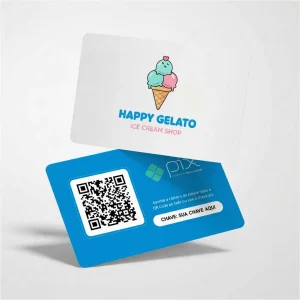 Placa Pix Personalizada Sorveteria Gelato Feliz, Plaquinha de Pix em Formato de Cartão Meta Description