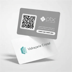 Placa Pix Personalizada Vidraçaria Cristal, Plaquinha QR Code Pix em Formato de Cartão