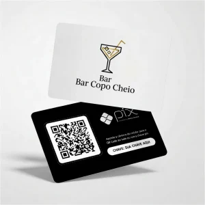 Plaquinha Pix Bar Copo Cheio, Placa QR Code Pix em Formato de Cartão