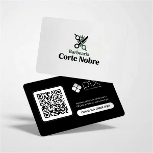 Plaquinha Pix Barbearia Corte Nobre, Placa QR Code Pix em Formato de Cartão