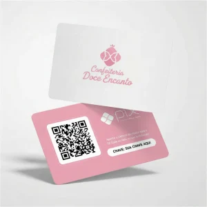 Plaquinha Pix Confeitaria Doce Encanto, Placa QR Code Pix em Formato de Cartão