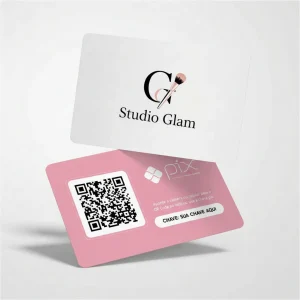 Plaquinha Pix Maquiadora Studio Glam, Placa Pix Personalizada em Formato de Cartão