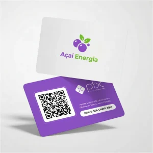 Plaquinha Pix QR Code Açaí Energia, Placa Pix Personalizada em Formato de Cartão
