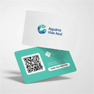 Plaquinha Pix QR Code Aquário Vida Azul, Placa Pix Personalizada em Formato de Cartão